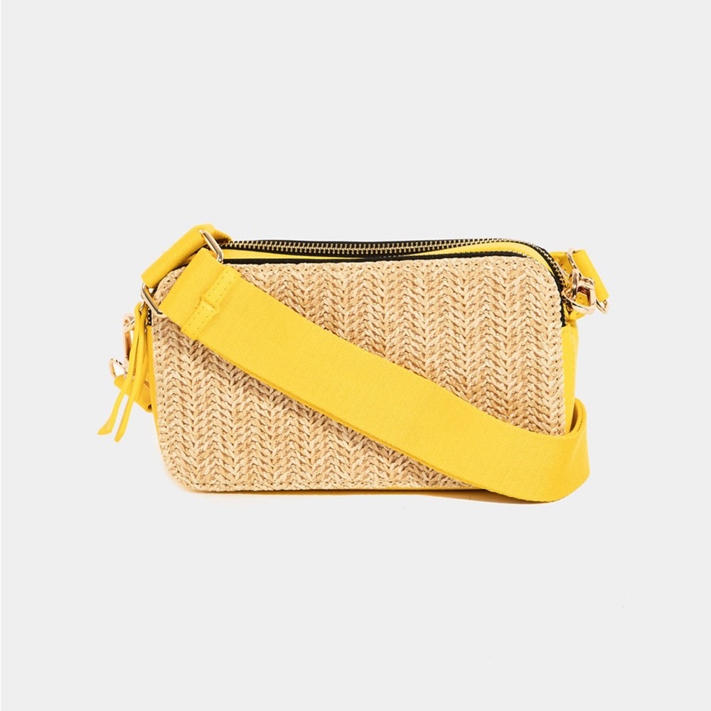 Fame Straw Contrast Crossbody Bag